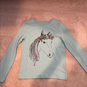 GAP Blue Unicorn Long Sleeve Tee